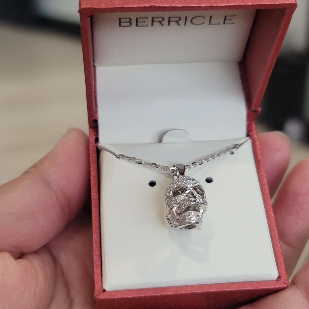 NEW Skull Bones Cubic Zirconia  Necklace in Sterling Silver - Picture 15 of 16